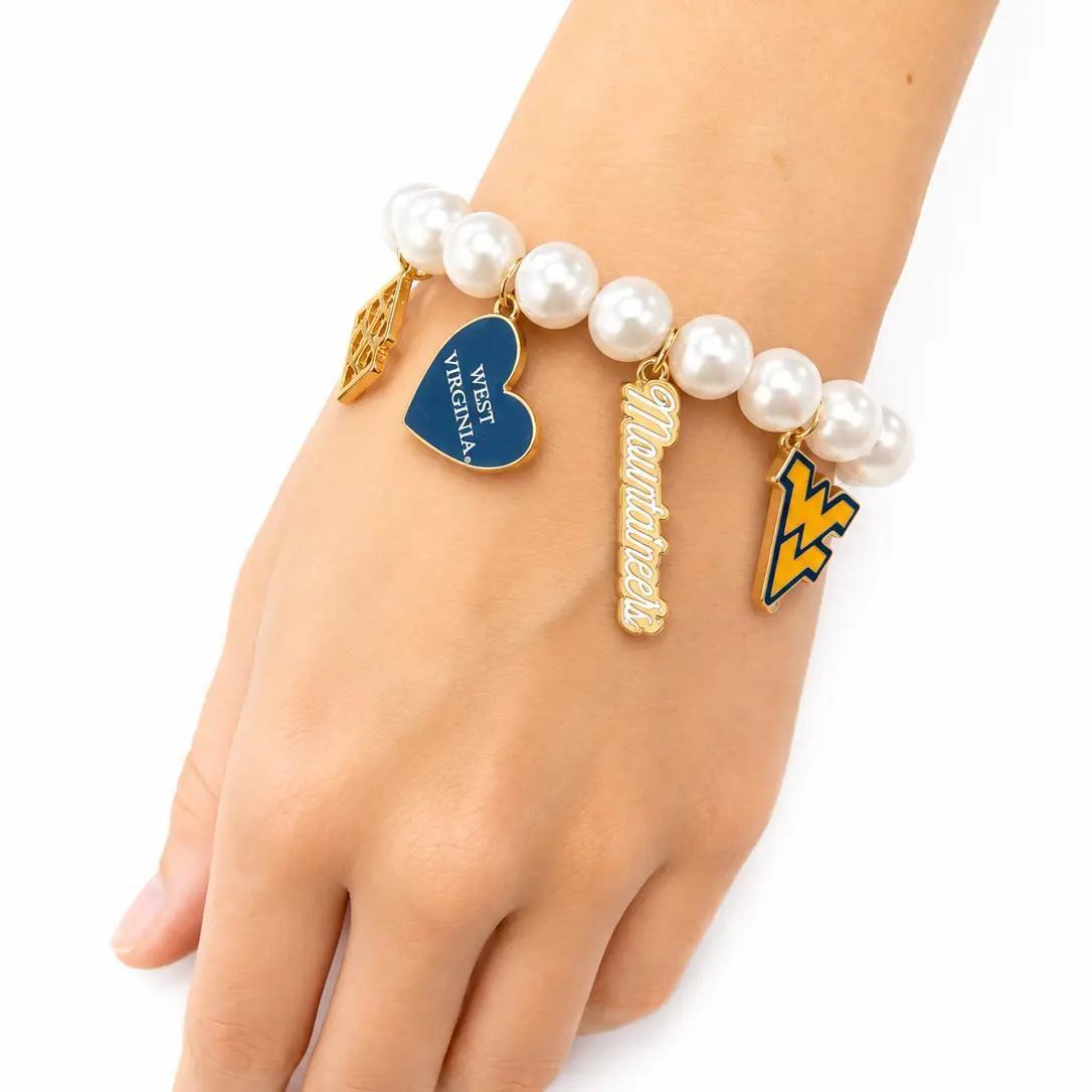 West Virginia Pearl Charm Bracelet