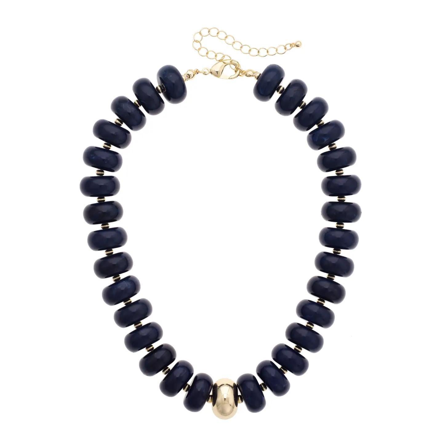 San Sebastian Navy Beaded Resin Necklace