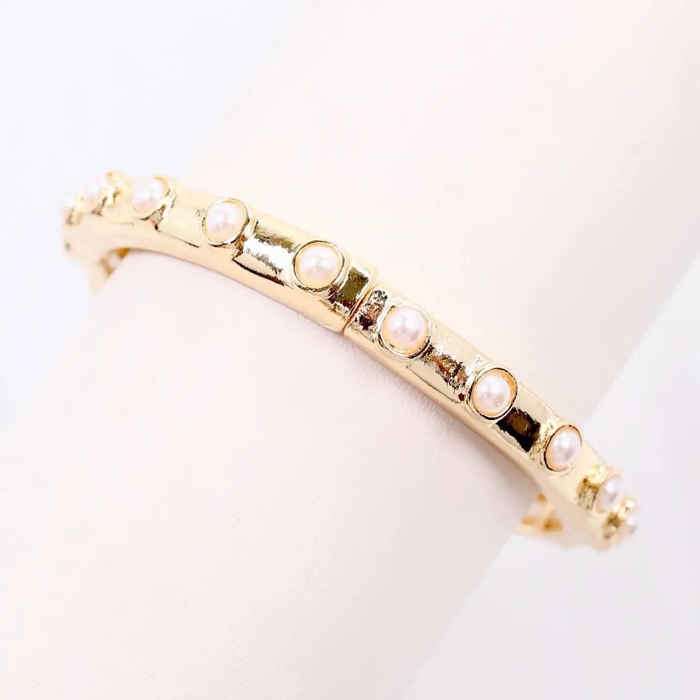 Kennedy Pearl Stretch Bracelet Gold
