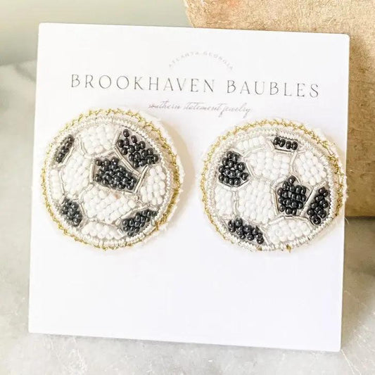 Soccer Ball Beaded Statement Fashion Earrings