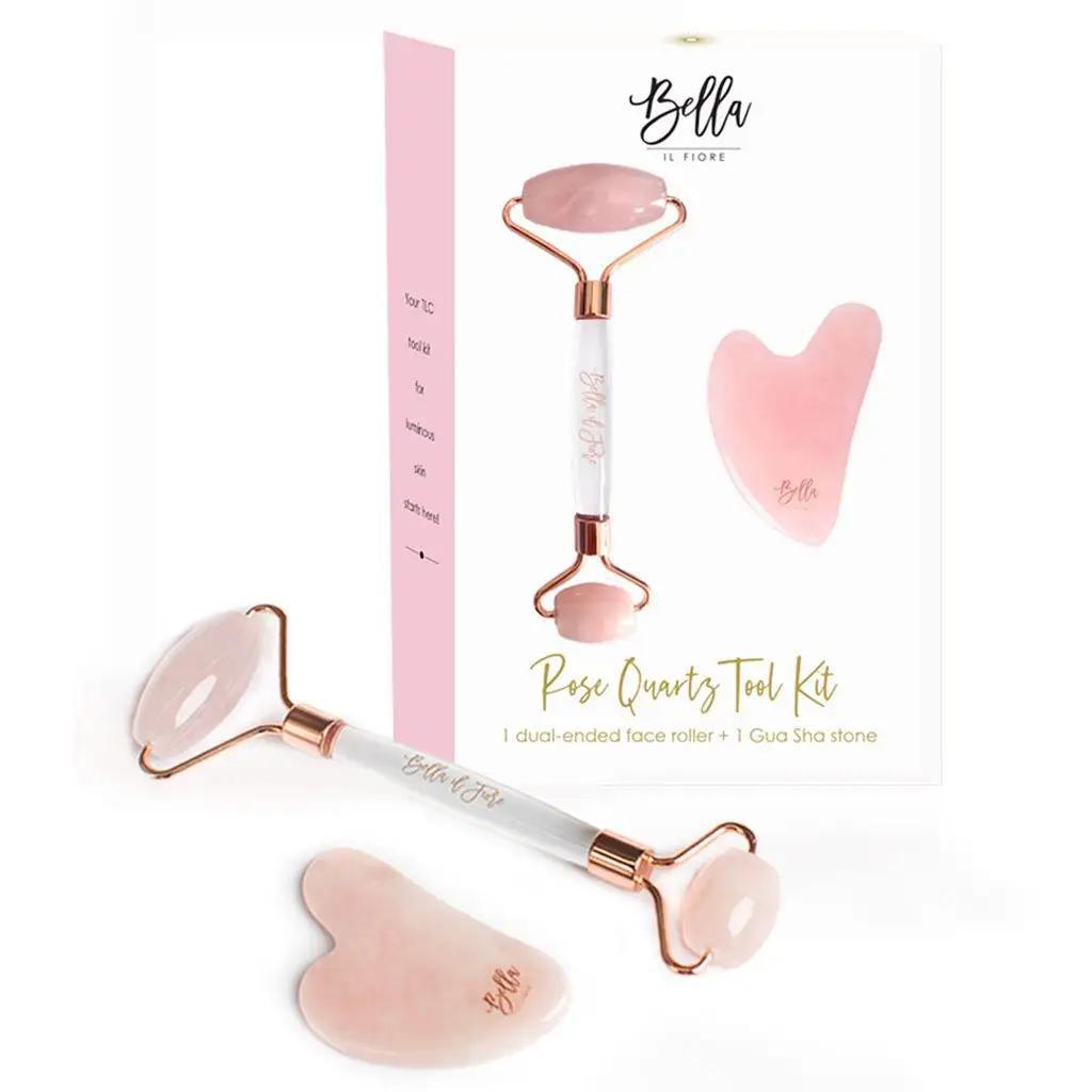 Rose Quartz Roller + Stone Tool Kit