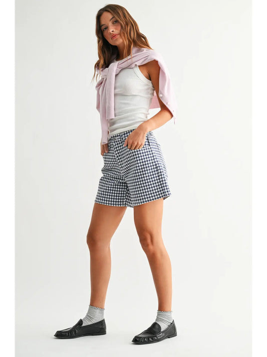 Navy Gingham - Lightweight Short
