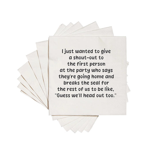 First Person At the Party Who Says | Cocktail Napkins
