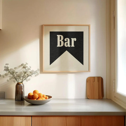 Bar Black Banner Tab Typography Square Art Print (12x12)