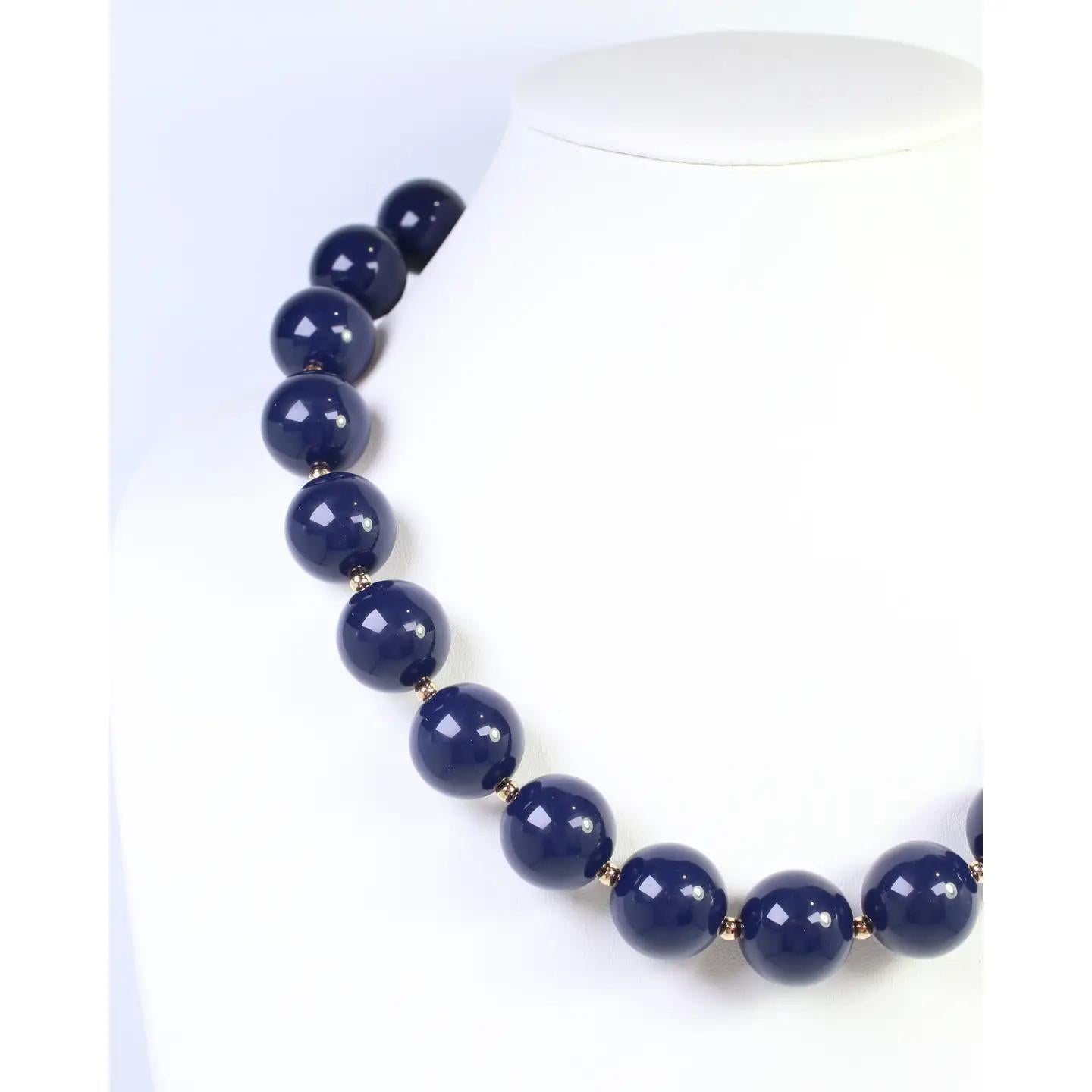 Megan Beaded Necklace Navy
