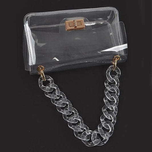 Cross Chain Body Visibly Clear Clutch