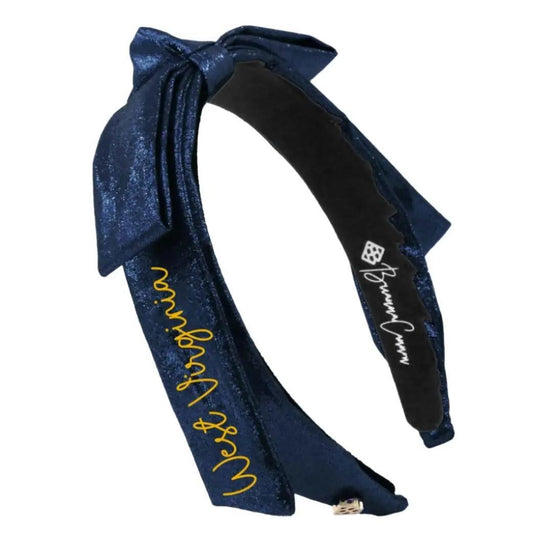 West Virginia Thin Embroidered Ribbon Bow Headband