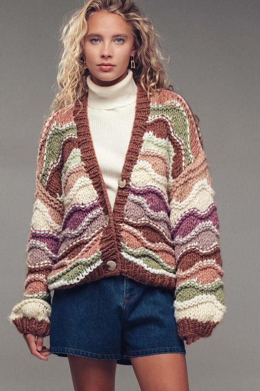 Chunky Wave Knit Cardigan