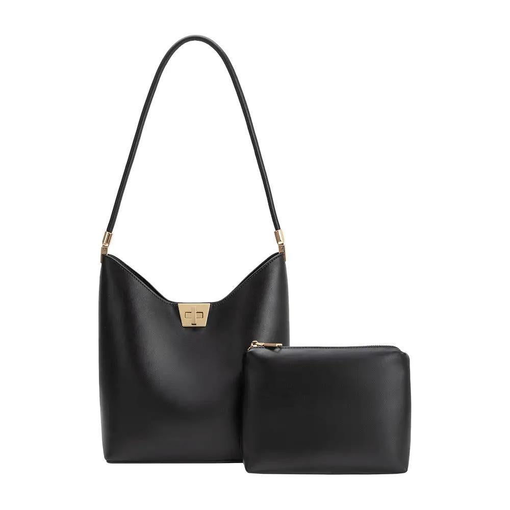 Billie Black Recycled Vegan Leather Tote Bag