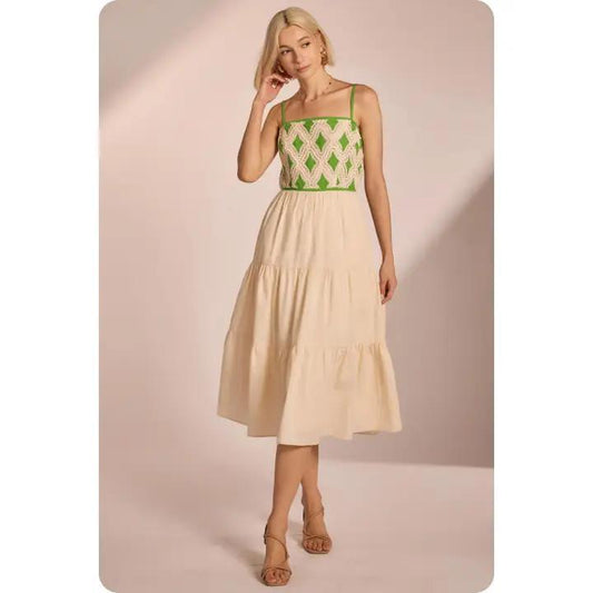 Contrast Diamond Crochet Midi Dress