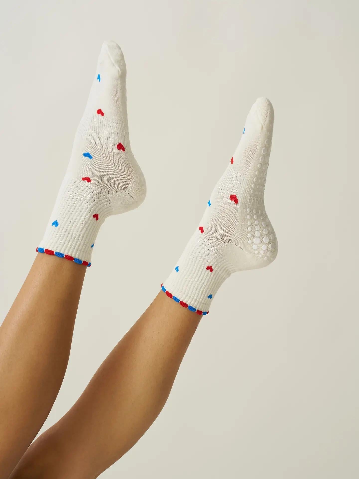 USA Mini Heart Petal Grip Sock, Pilates Socks