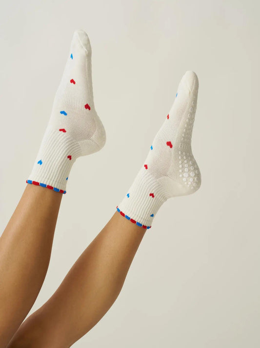 USA Mini Heart Petal Grip Sock, Pilates Socks