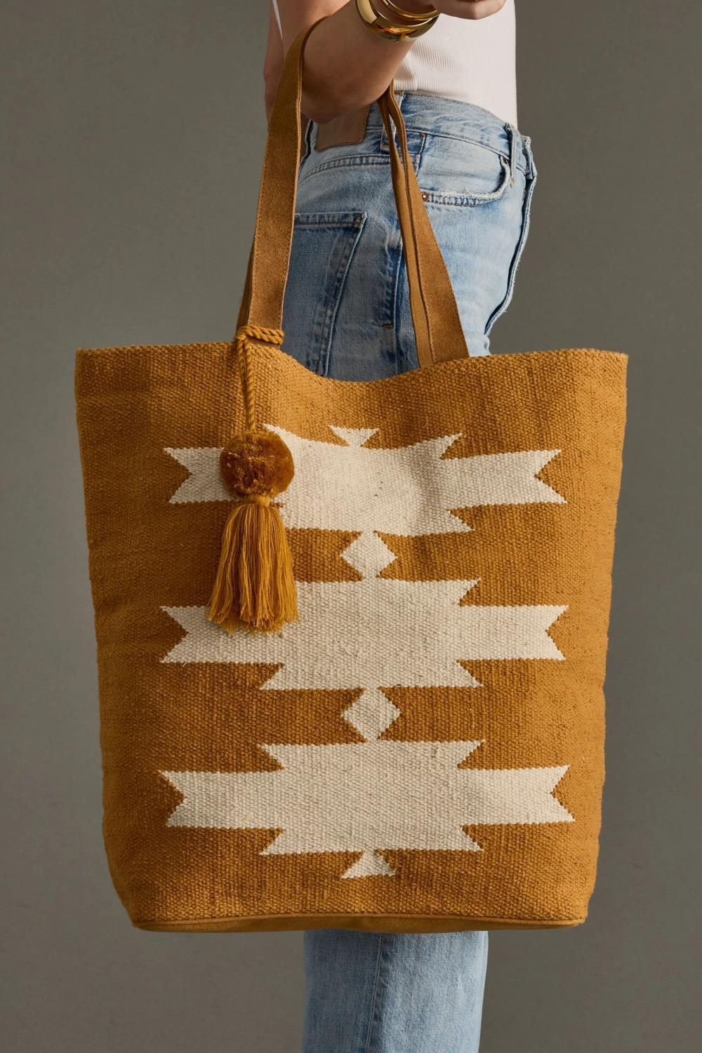 Camel & Cream Aztec Tote