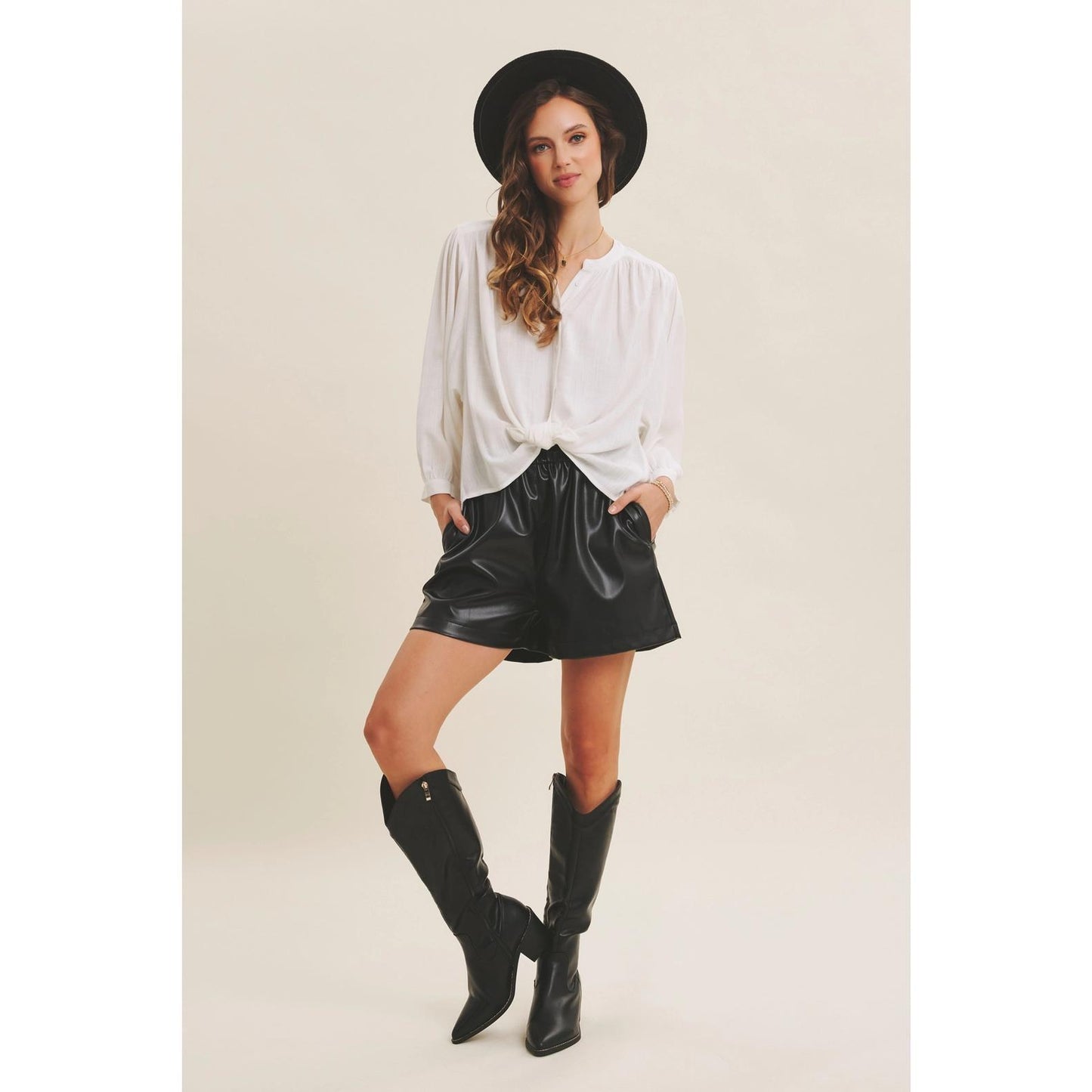 Off White Linen Blend Oversized Button-Down Blouse
