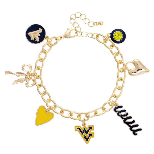 West Virginia Mountaineers Enamel Icons Charm Bracelet