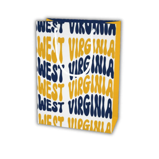West Virginia Curvy Words Gold Blue Gift Bag