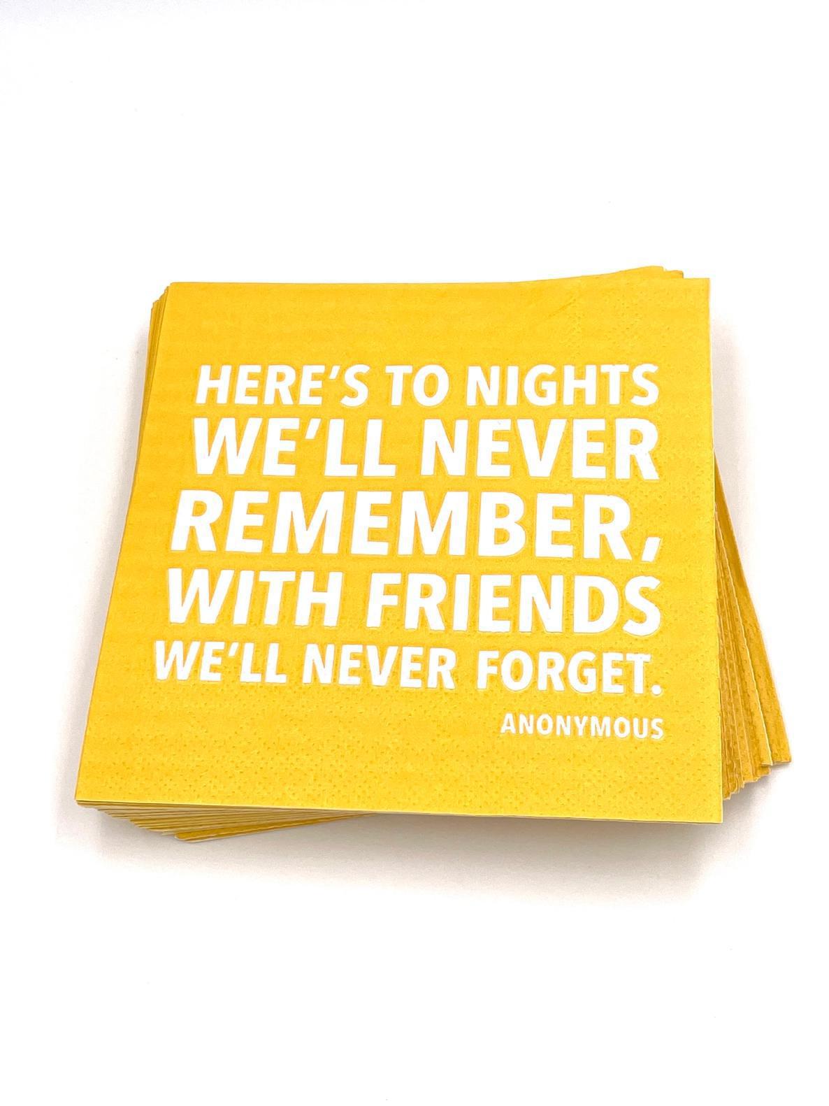 To Nights We'll Never Remember Cocktail Napkins