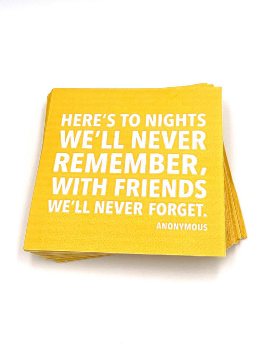 To Nights We'll Never Remember Cocktail Napkins