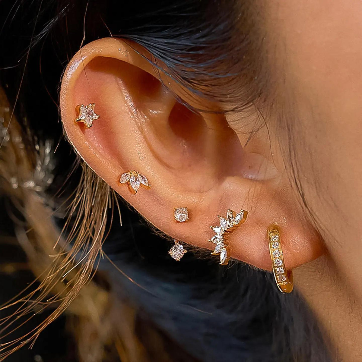 Novaé 18K Gold Non-Tarnish Cz Mix Earring Set