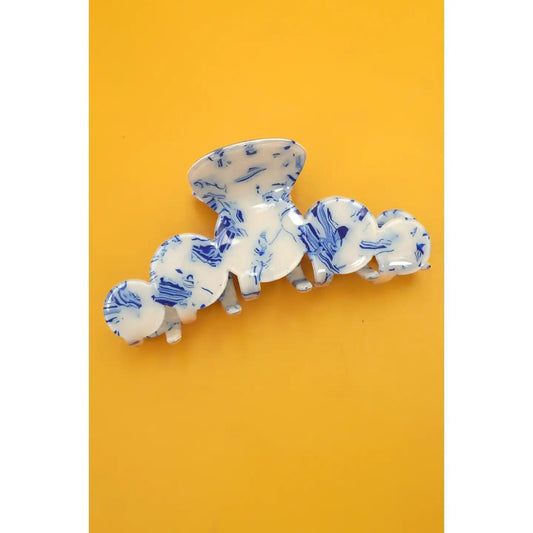 Vintage Toile Pattern Porcelain Hair Claw Clips- Round