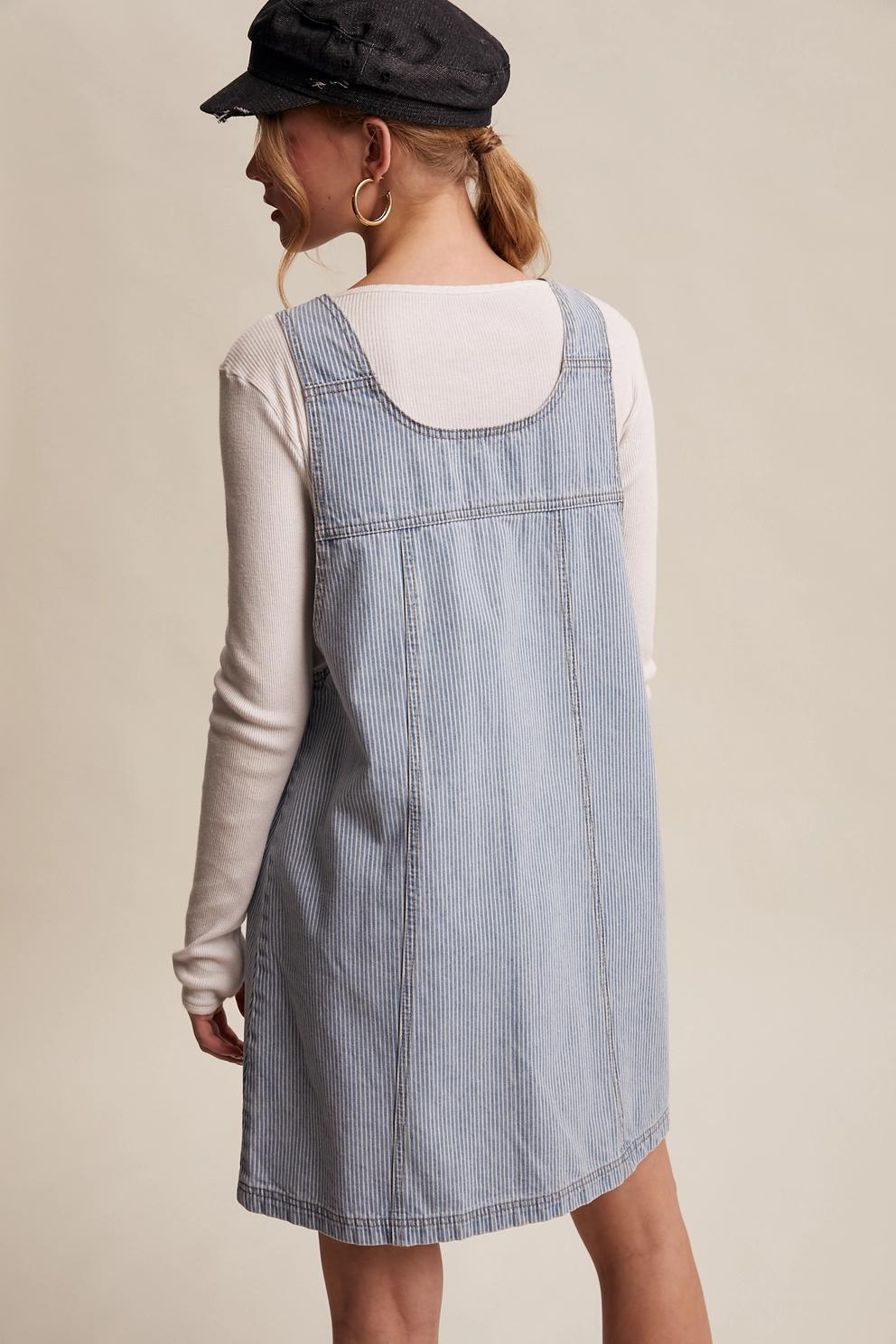 Striped Denim Button-Front Mini Dress