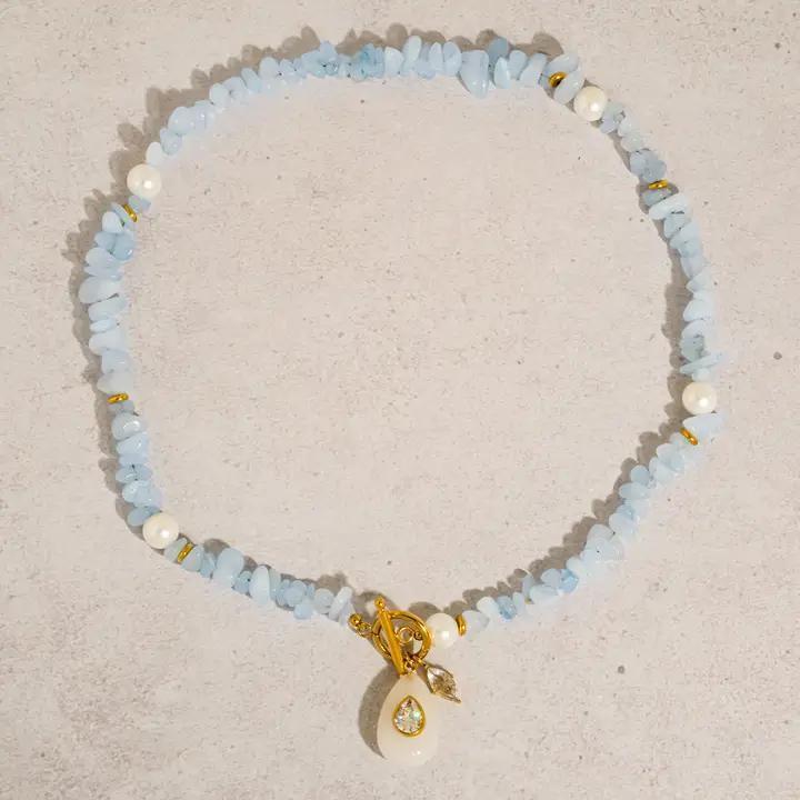 Cercey 18K Gold Non-Tarnish Stone Charm Necklace