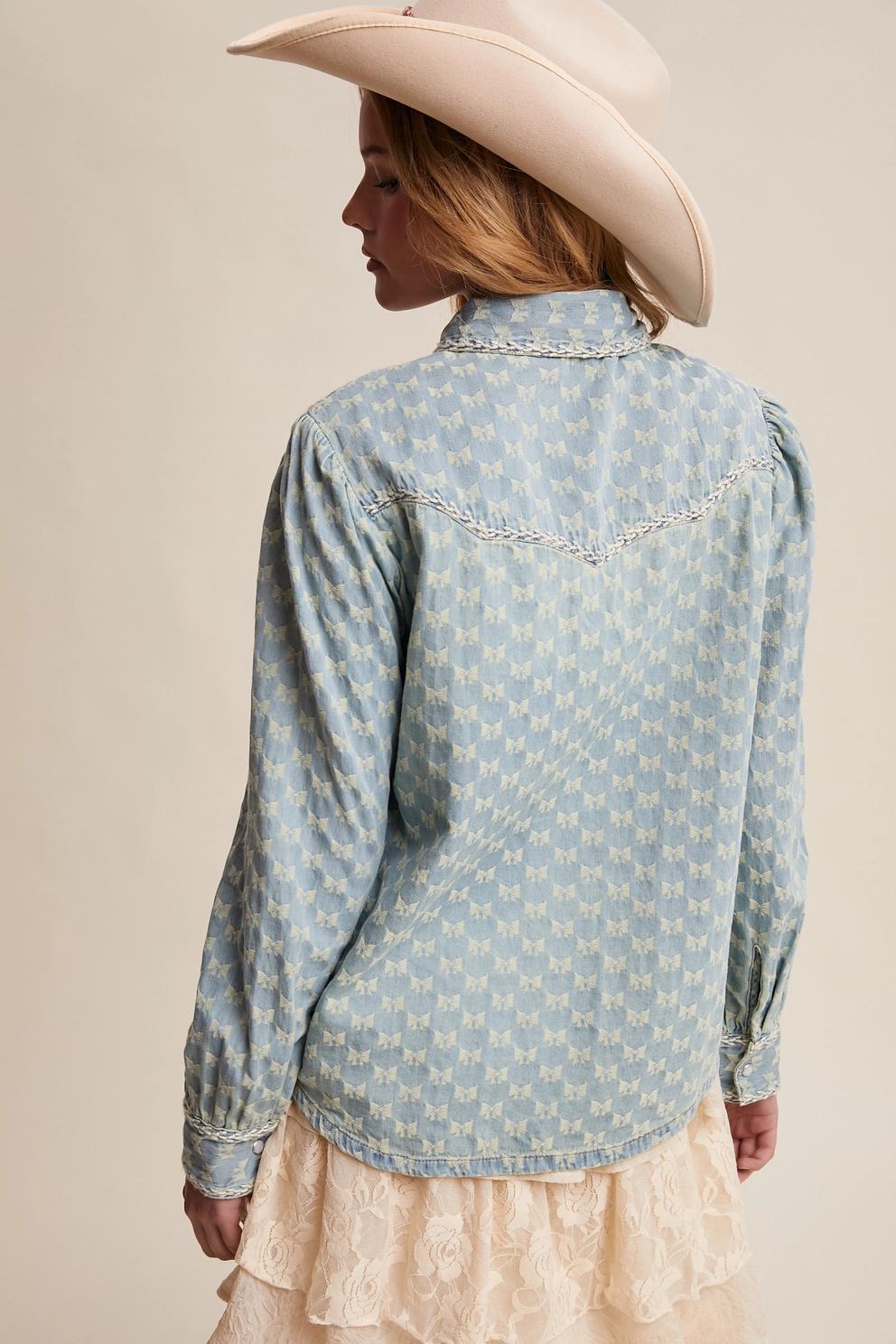 Western Bow Denim Shirt