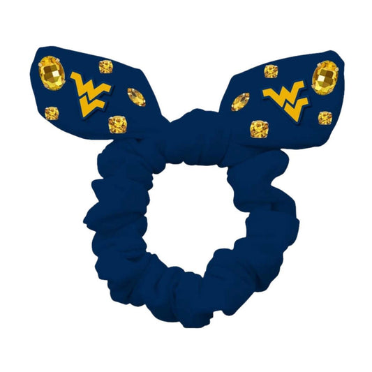 West Virginia Navy Bow Scrunchie