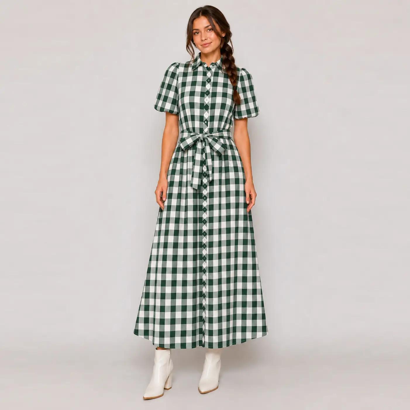 Harper Check Maxi Shirt Dress