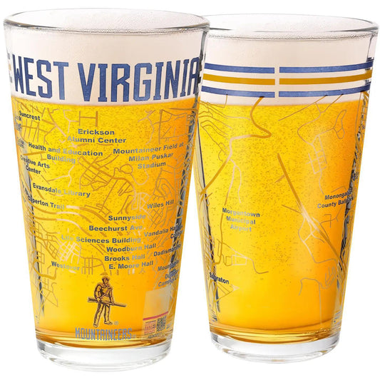 WVU Campus Map Pint Glass