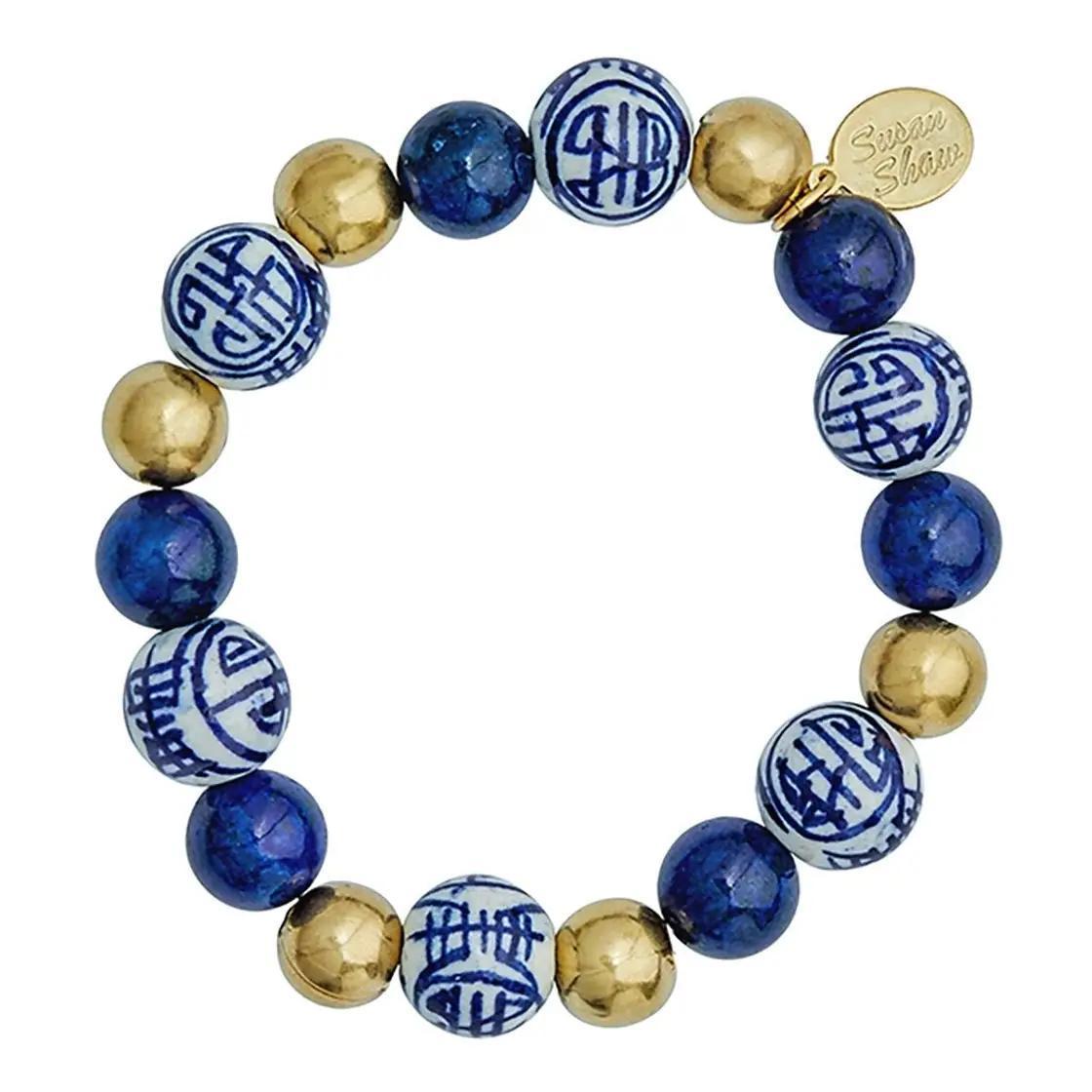 Blue & White Lapis Gold Bracelet