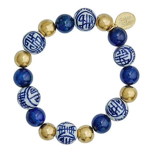 Blue & White Lapis Gold Bracelet