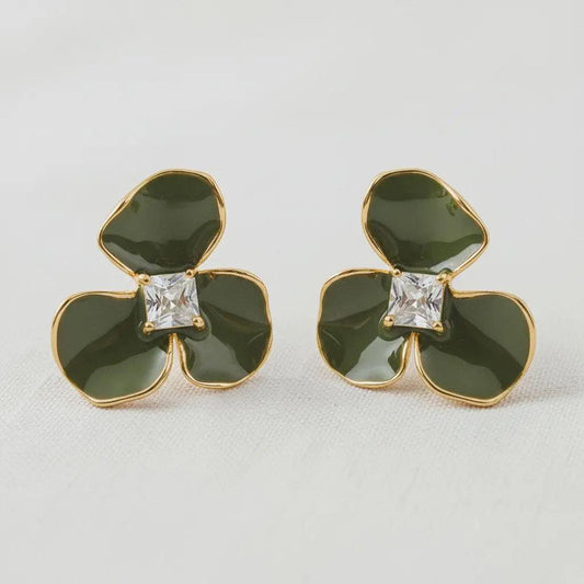 Floral Enamel Drop Earrings with Vintage Charm
