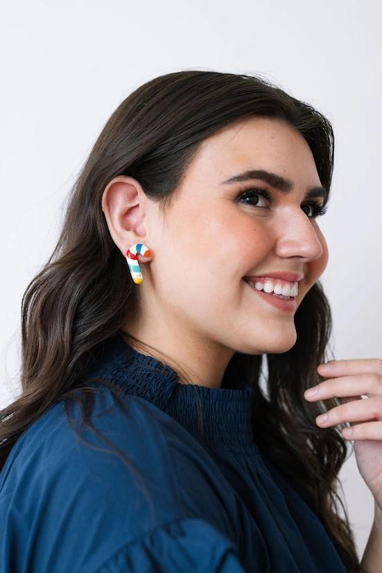 Rainbow Candy Cane Earrings