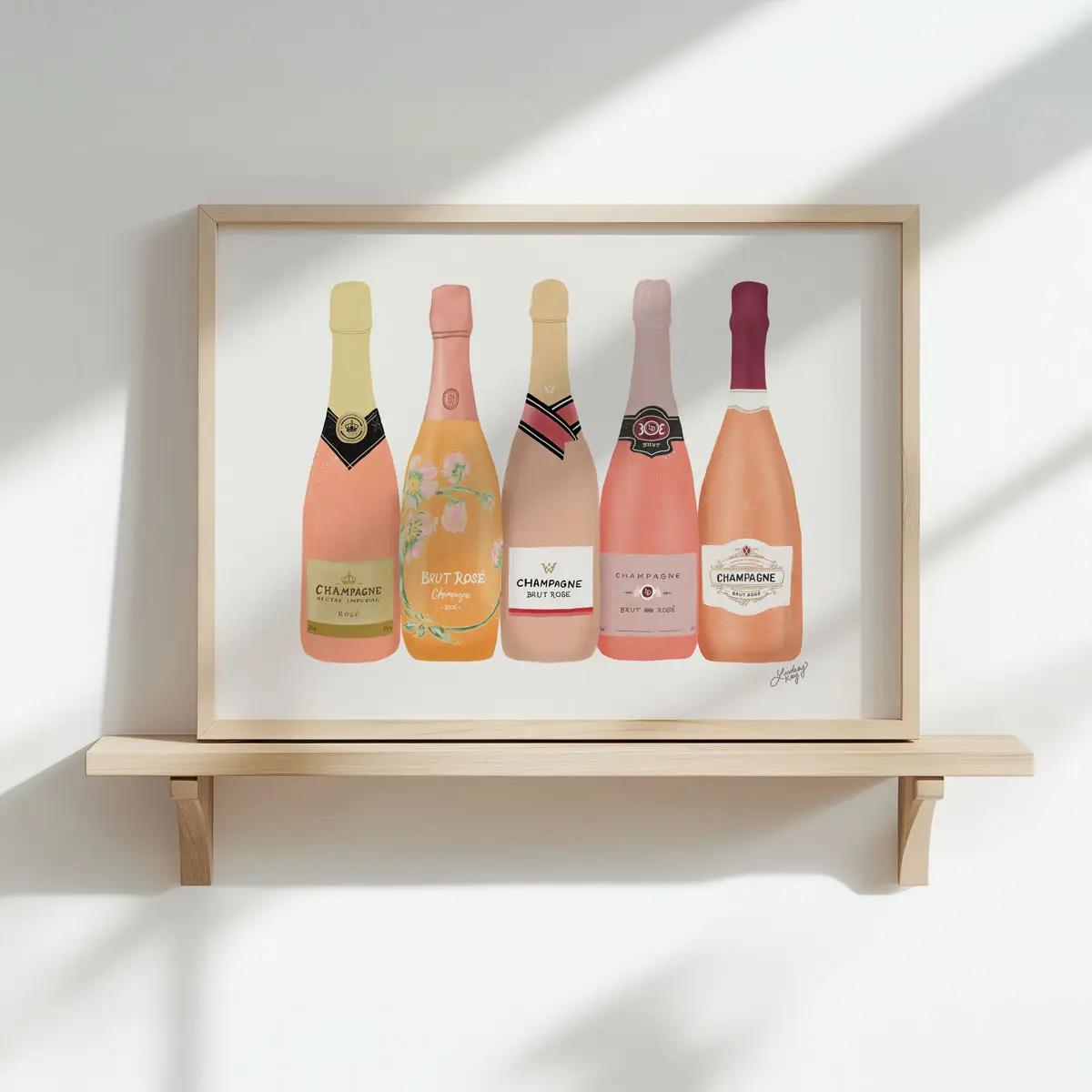 Rose Champagne Bottles - Art Print