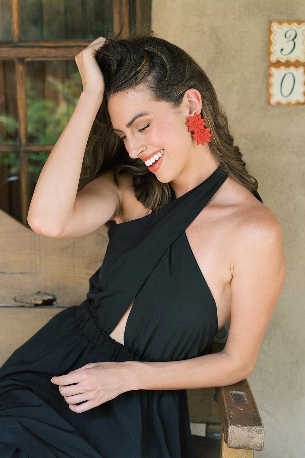 Painted Poinsettia Earrings