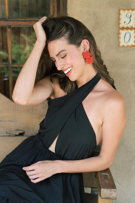 Painted Poinsettia Earrings