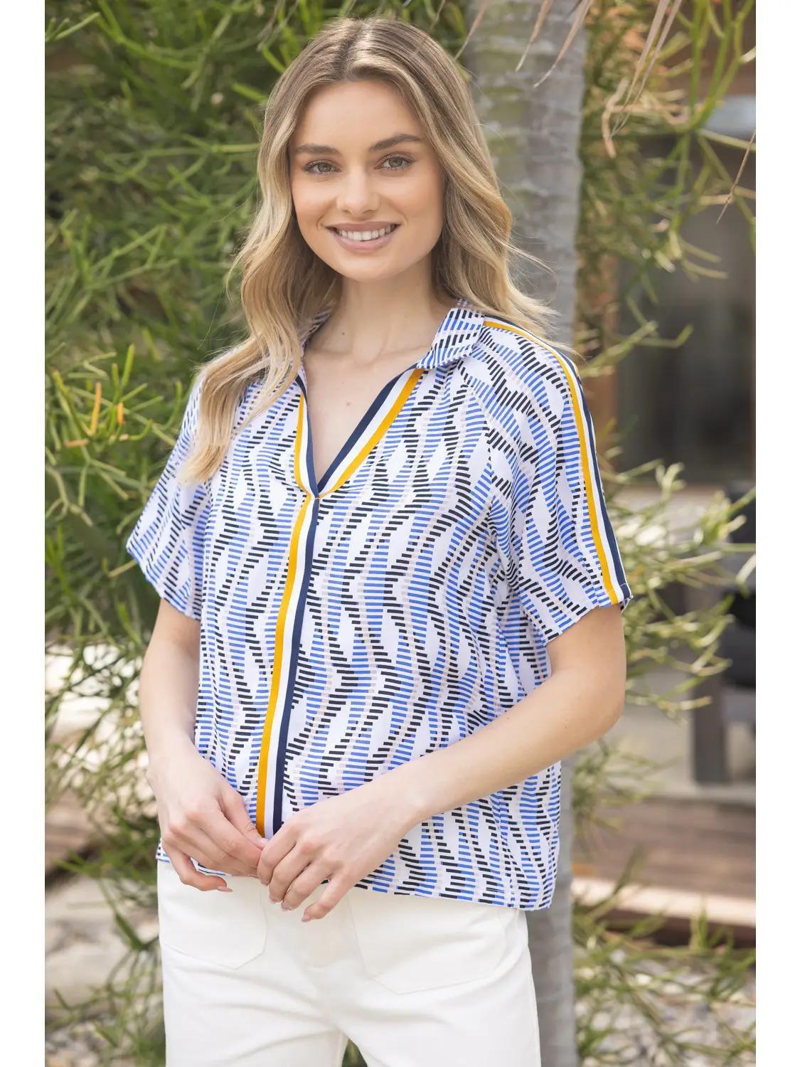 Zig Zag Stripes with Racer Stripe Detail Top