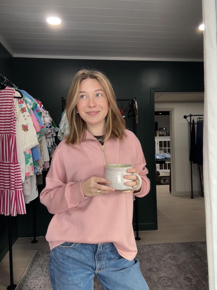 Quarter zip Top- Pink
