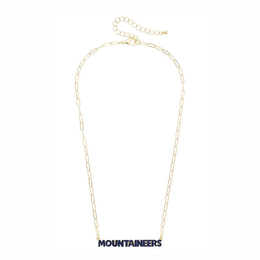 West Virginia Mountaineers Puffy Nameplate Necklace
