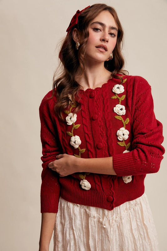 Handmade Crochet Flower Cardigan