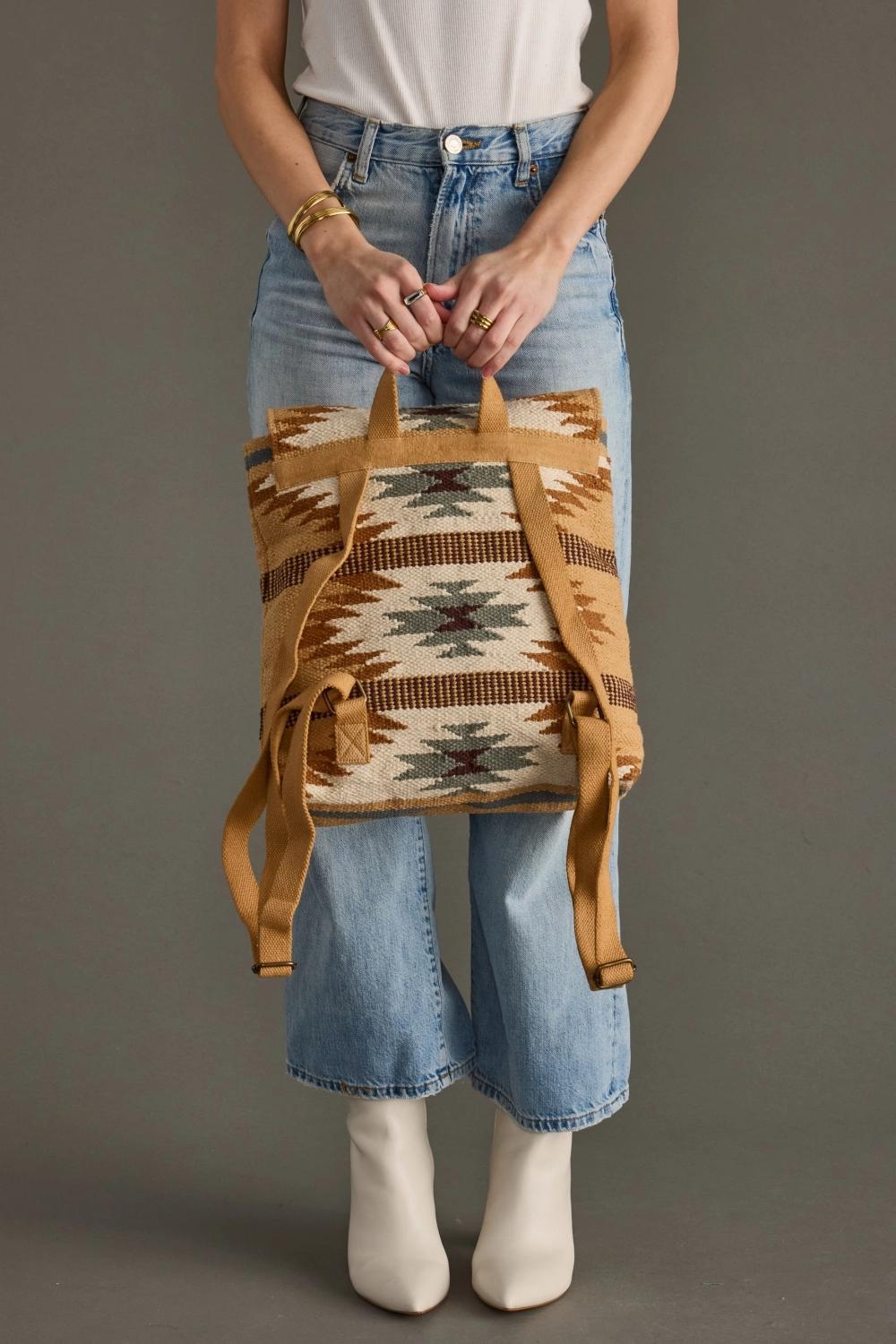 Tan, Camel & Teal Aztec Backpack