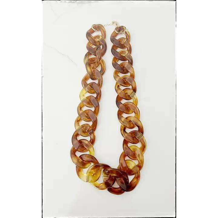 Midi Chain Link Acrylic Resin Bead Necklace