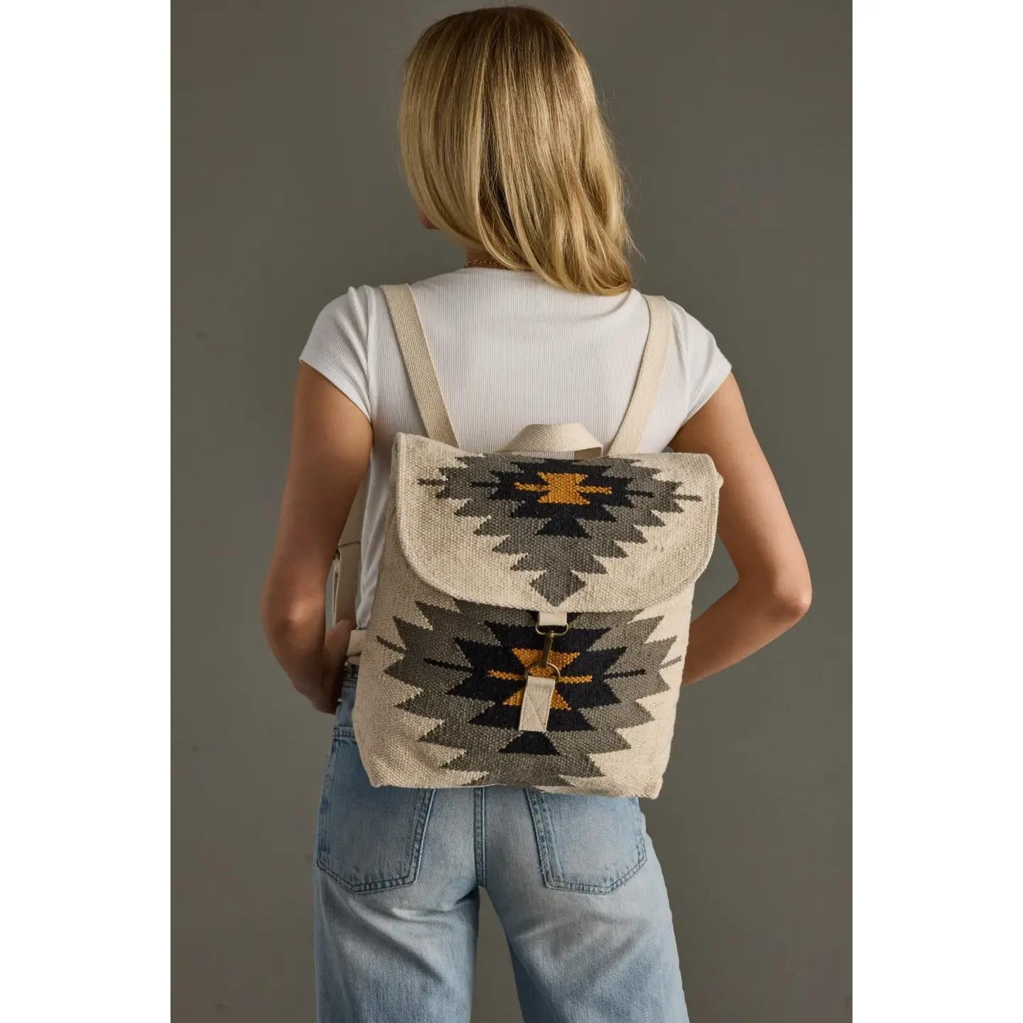 Cream, Slate, Black & Mustard Western Backpack