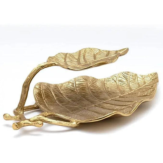 Gold Leaf 2 Tier Serving Centerpiece Tray By Gute