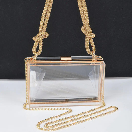 Clear Case Clutch W/Rhinestone Handle
