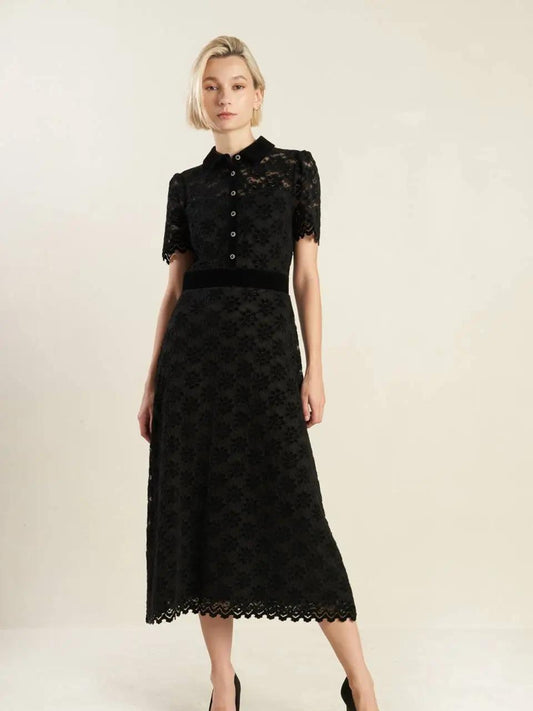 A Woven Lace Midi Dress