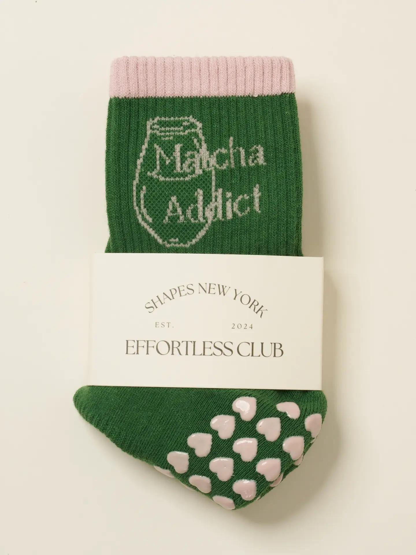 Matcha Addict Grip Sock, Pilates Socks