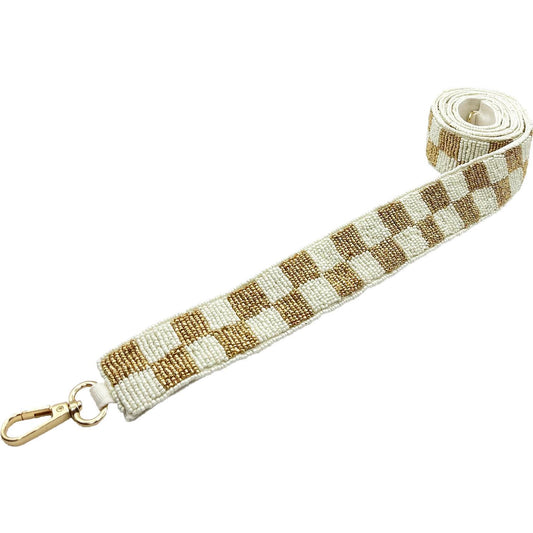 Gold/Cream Check Beaded Strap