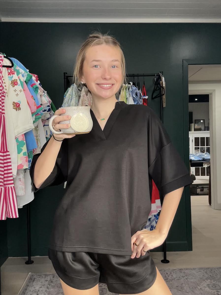 Butter Soft Short and Shirt Set- Black